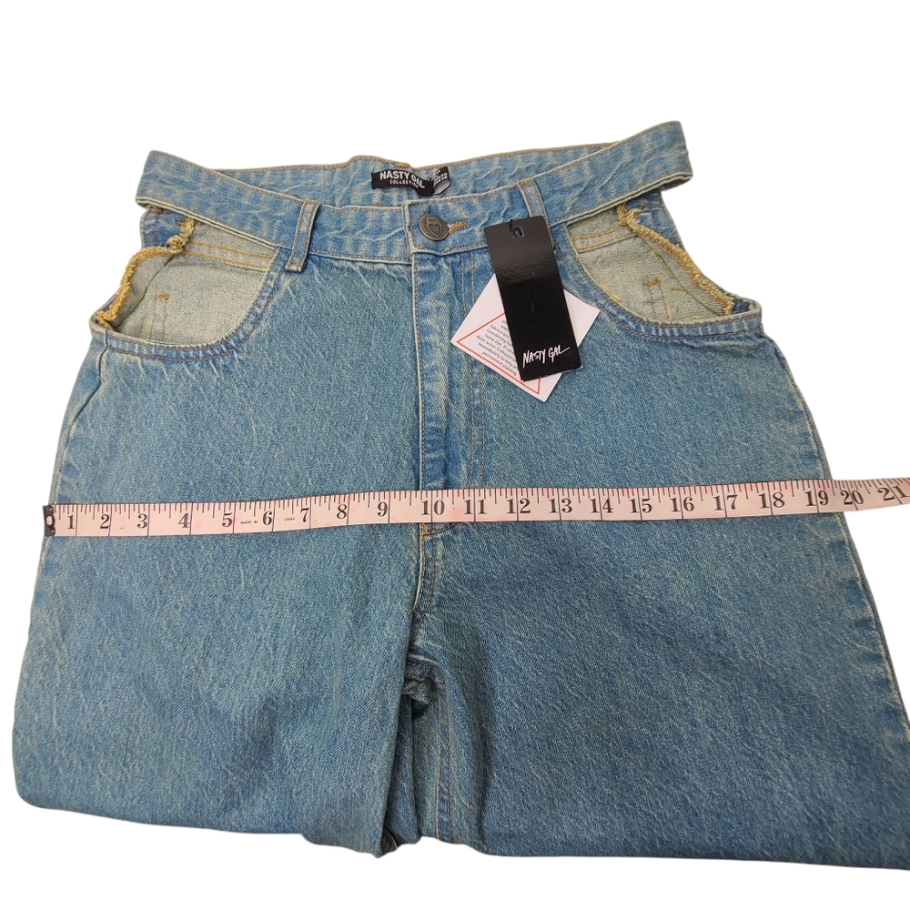 NASTY GALS Jeans Side Cut Out Wide Leg Sz 6 NWT 100% Cotton - Picture 6 of 15